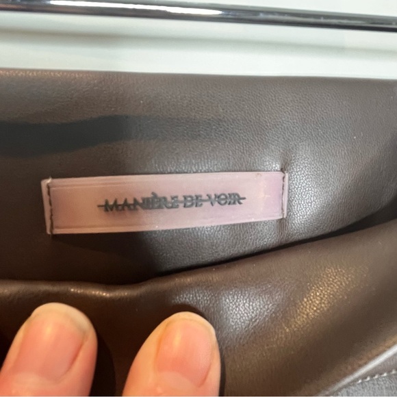 Maniere De Voir | Leather & Suede Ribbed Legging - Chocolate Brown - Picture 6 of 6